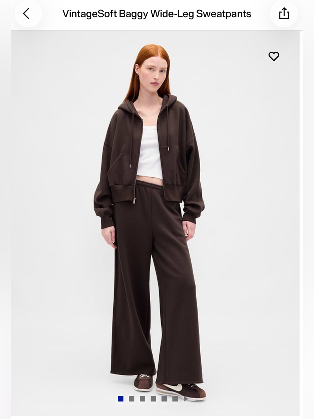 NWT Gap Vintage Soft Wide Leg Sweatpants Brown Size Medium
